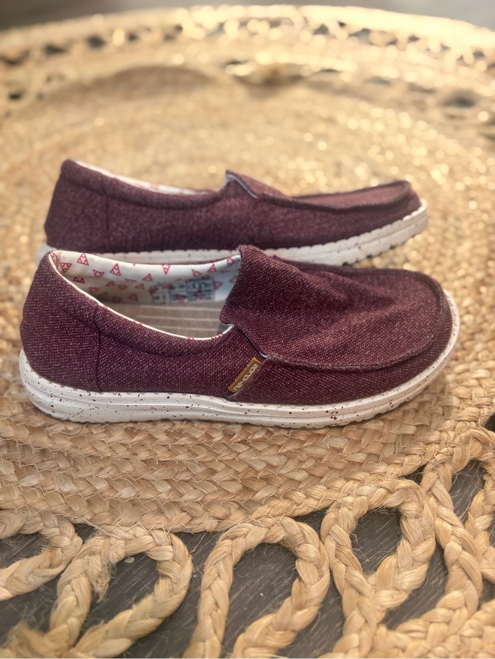 Hey Dude Women's Slip-On Sneakers in Burgundy